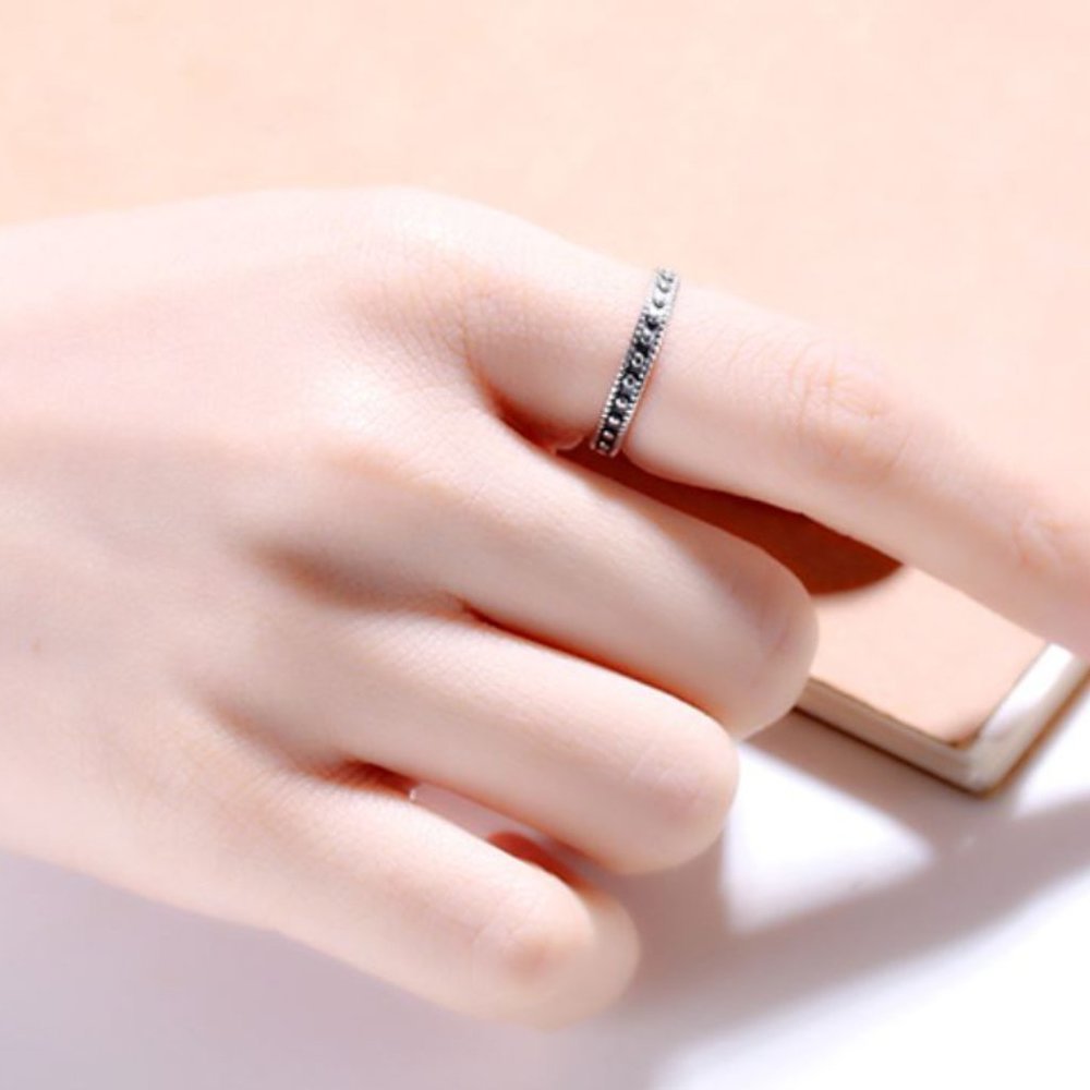 Minimalist 925 Sterling Silver Bead Ring Dainty Thin Stackable Everyday - Picture 4 of 6